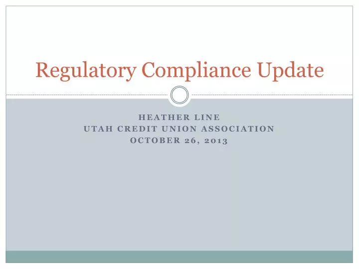 regulatory compliance update