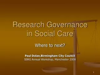 Research Governance in Social Care