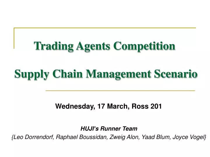 trading agents competition supply chain management scenario
