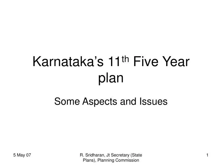 karnataka s 11 th five year plan