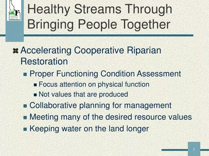 healthy streams through bringing people together