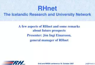 RHnet The Icelandic Research and University Network