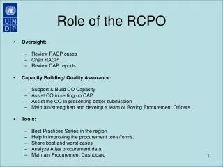 Role of the RCPO