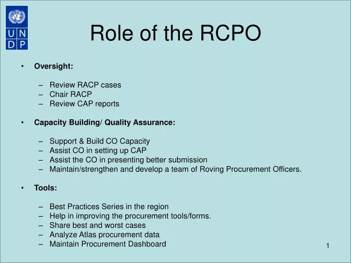 role of the rcpo