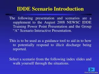 IDDE Scenario Introduction
