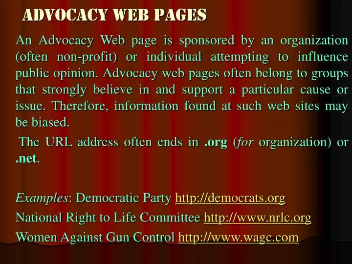 advocacy web pages