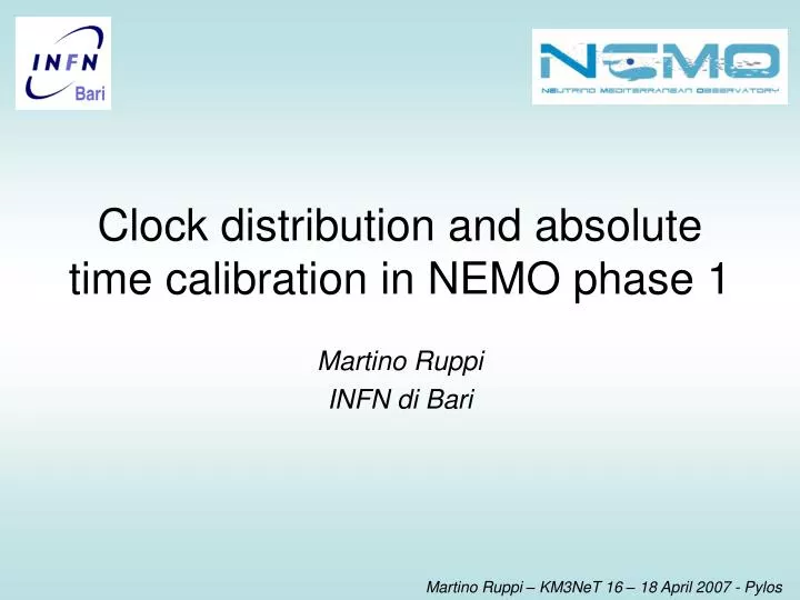 clock distribution and absolute time calibration in nemo phase 1