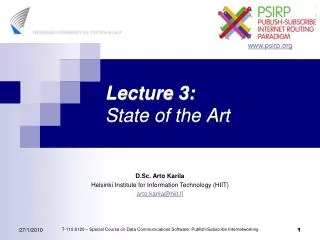 Lecture 3: State of the Art