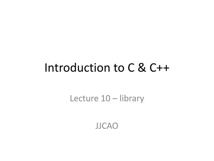 introduction to c c