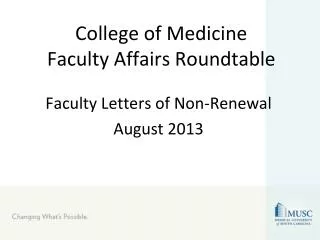 College of Medicine Faculty Affairs Roundtable