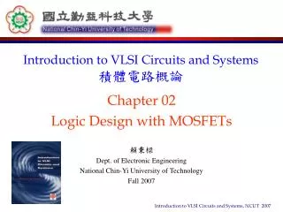Chapter 02 Logic Design with MOSFETs