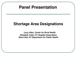 Panel Presentation