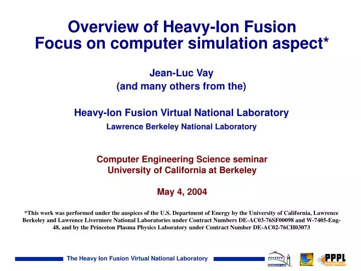 overview of heavy ion fusion focus on computer simulation aspect