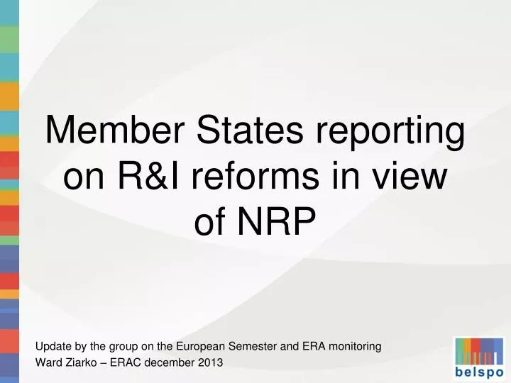 member states reporting on r i reforms in view of nrp