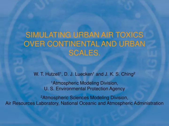 simulating urban air toxics over continental and urban scales