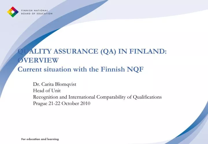 quality assurance qa in finland overview current situation with the finnish nqf