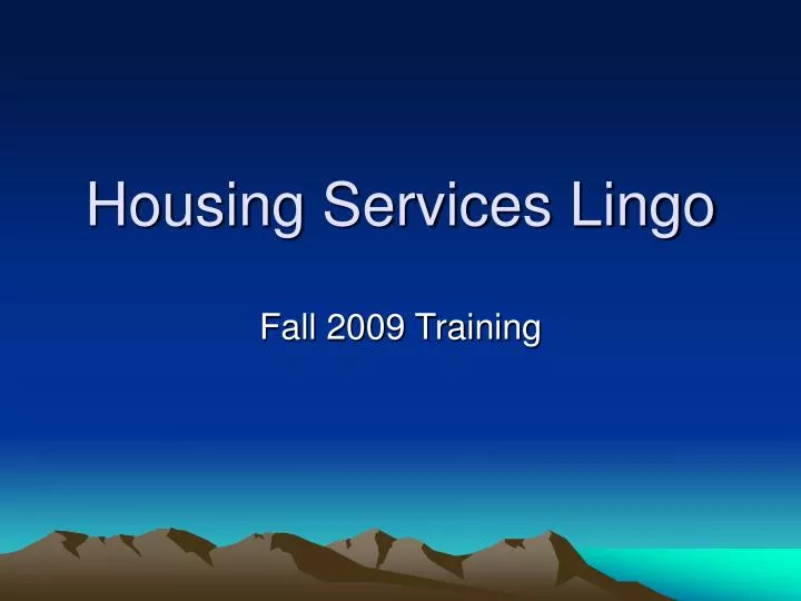 housing services lingo