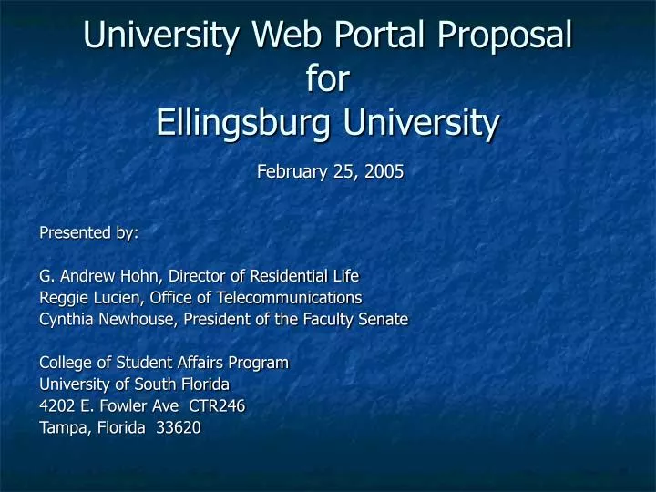 university web portal proposal for ellingsburg university