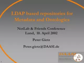 LDAP based repositories for Metadata and Ontologies