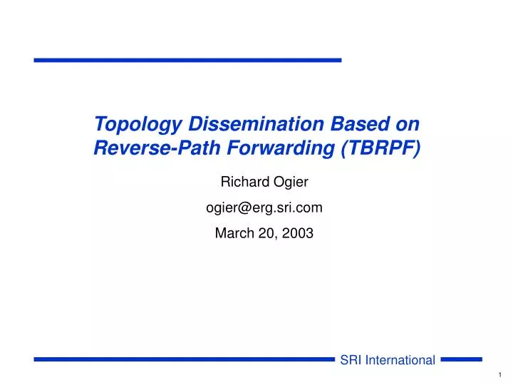 topology dissemination based on reverse path forwarding tbrpf