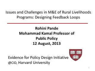 Issues and Challenges in M&amp;E of Rural Livelihoods Programs: Designing Feedback Loops