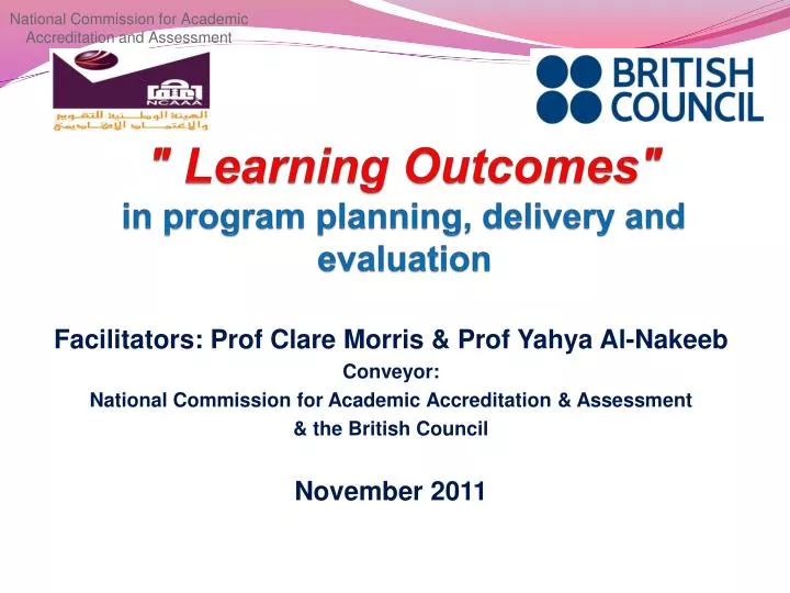learning outcomes in program planning delivery and evaluation