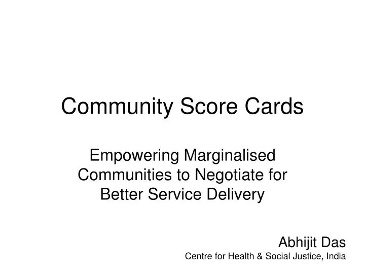 community score cards