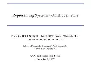Representing Systems with Hidden State