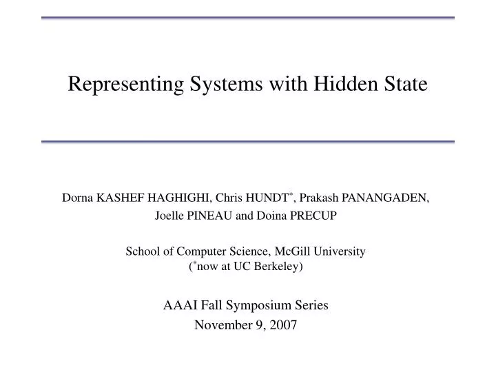 representing systems with hidden state
