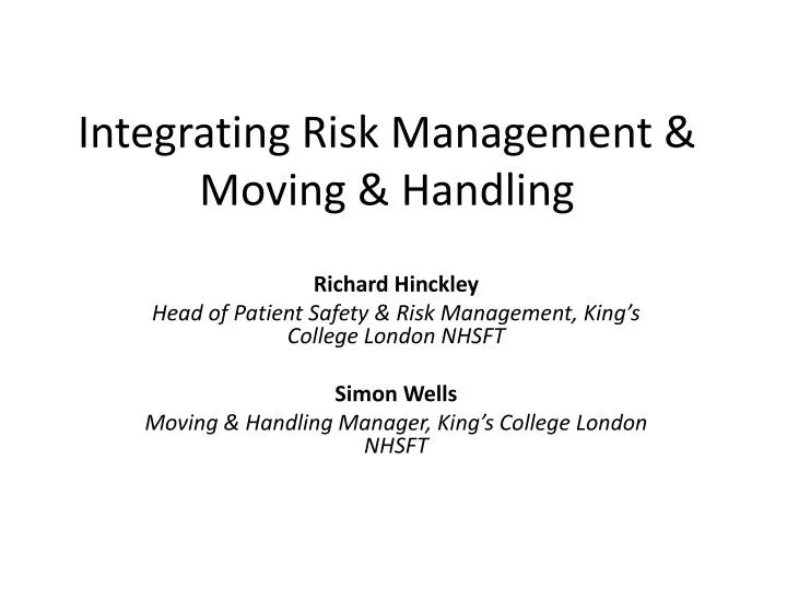 integrating risk management moving handling