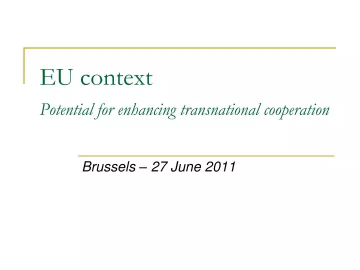 eu context potential for enhancing transnational cooperation