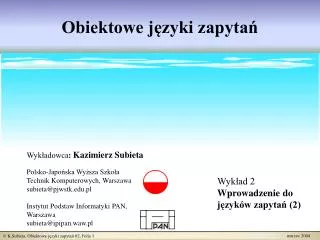 obiektowe j zyki zapyta