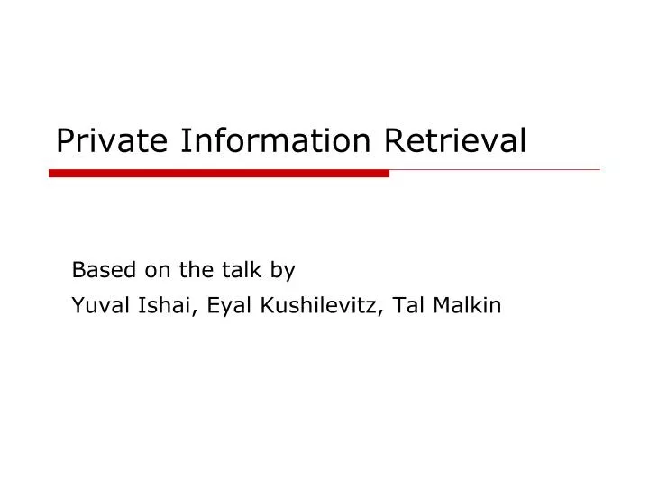 private information retrieval