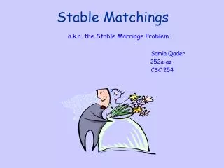 Stable Matchings a.k.a. the Stable Marriage Problem