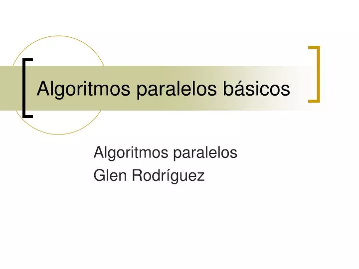 algoritmos paralelos b sicos