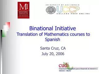 Binational Initiative Translation of Mathematics courses to Spanish