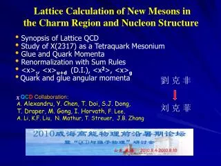 Lattice Calculation of New Mesons in the Charm Region and Nucleon Structure