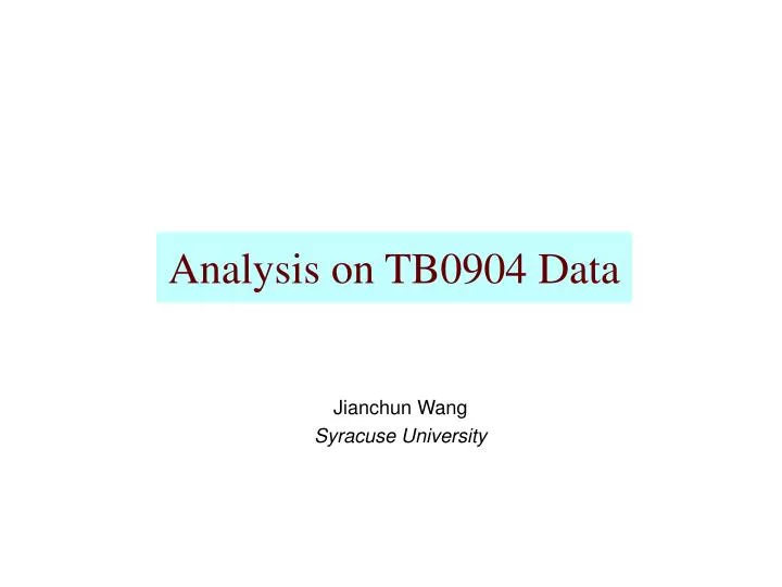 analysis on tb0904 data