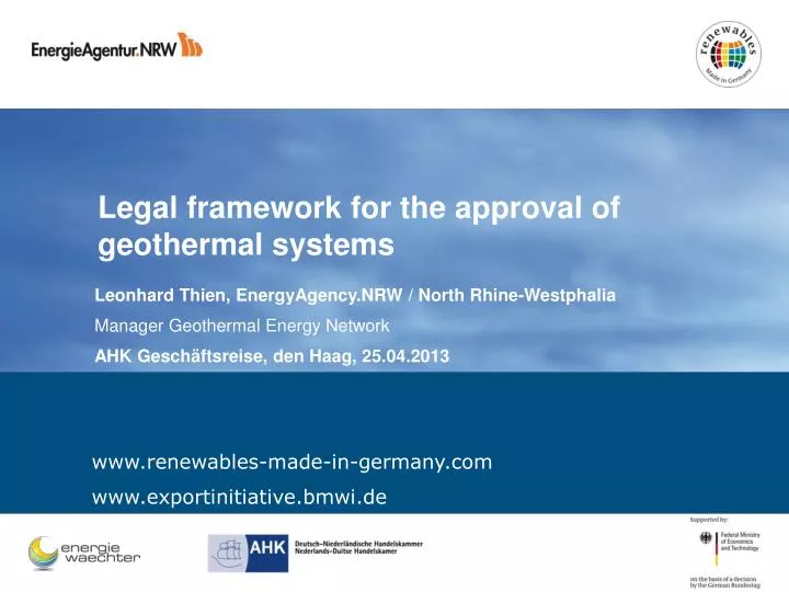 legal framework for the approval of geothermal systems