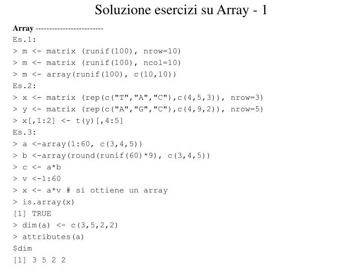 soluzione esercizi su array 1