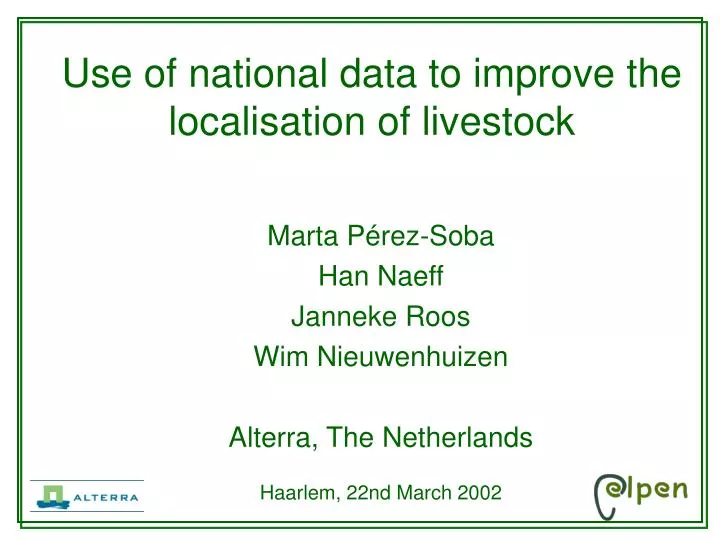 use of national data to improve the localisation of livestock