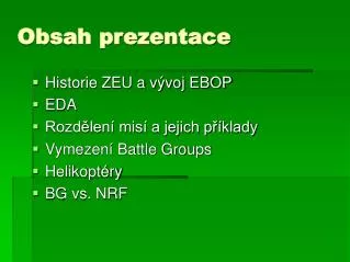 obsah prezentace