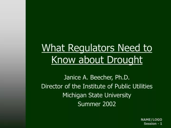 what regulators need to know about drought