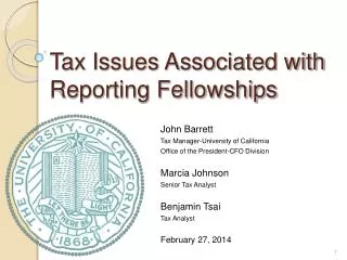 Tax Issues Associated with Reporting Fellowships