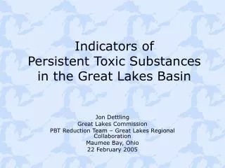 Indicators of Persistent Toxic Substances in the Great Lakes Basin