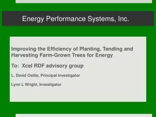 Energy Performance Systems, Inc.