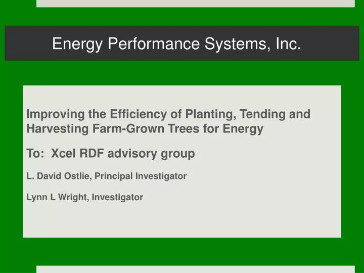 energy performance systems inc