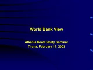 World Bank View