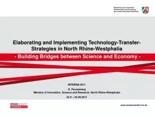 Elaborating and Implementing Technology-Transfer- Strategies in North Rhine-Westphalia