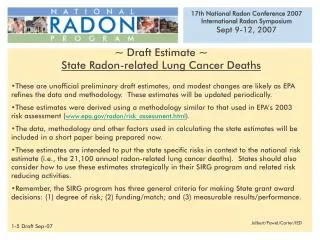 ~ Draft Estimate ~ State Radon-related Lung Cancer Deaths